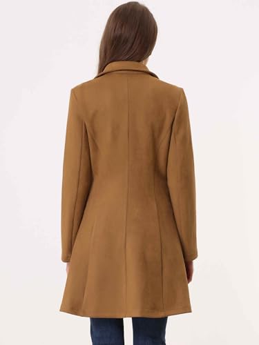 Allegra K Women's Faux Suede Jacket Double Breasted Notched Lapel Winter Long Trench Coat4