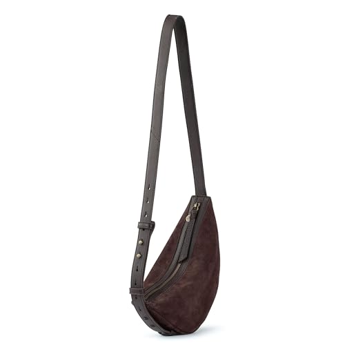 Image of The Sak Tess Leather Crescent Shoulder Bag - Premium Women's Handbag for Everyday & Travel - Adjustable Strap with Zipper Closure - Whiskey
