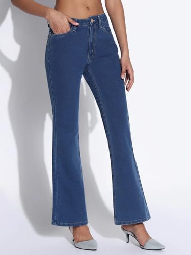 Image of ADBUCKS Women's Wide Leg Fit Mid Rise Bootcut Jeans Bell Bottom Jeans II Wide Leg