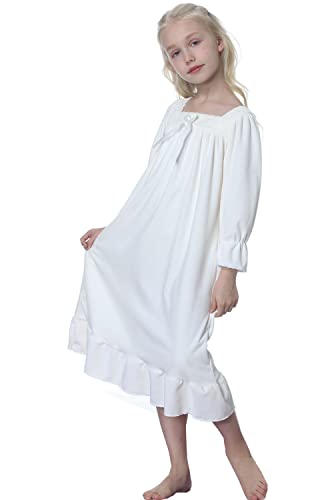 Image of Girls Princess Nightgown,Winter Long Sleeve Flannel Nightdress Pajamas Dress Kids 3-12 Years
