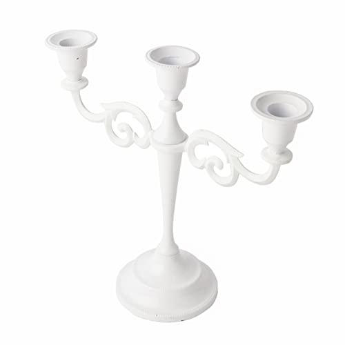 Rely+ 3 Arm Candelabra 10 Inch Tall White Taper Candle Holders, Candle Stands, Candlesticks For Home Decor, Wedding, Parties, Dinning Table Centerpiece, Fit 3/4 Inch Thick Candles #TOP6