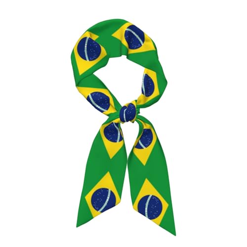 Brazilian flag Prints Silk Scarf for Women 46.9 * 3.1 In Headband