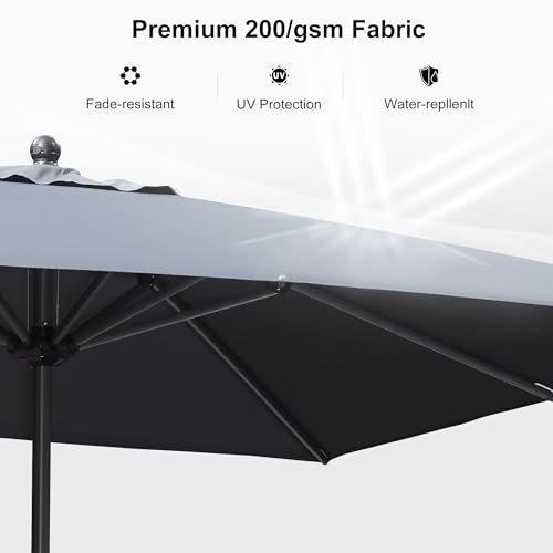 Image of PURPLE LEAF Outdoor Market Umbrella 10' x 10' Square Gray 8 Metal Ribs Pool