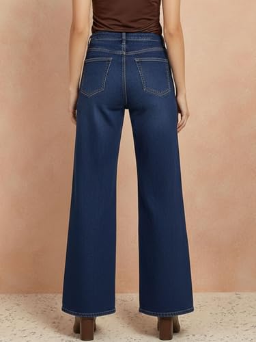 Image of Women's High Waist Denim Jeans | Straight, Relaxed, Wide Leg & Baggy Fit | High Rise Loose Oversized Denim Pants for Women | Comfortable Casual Everyday Wear | Oversized Woman baggys