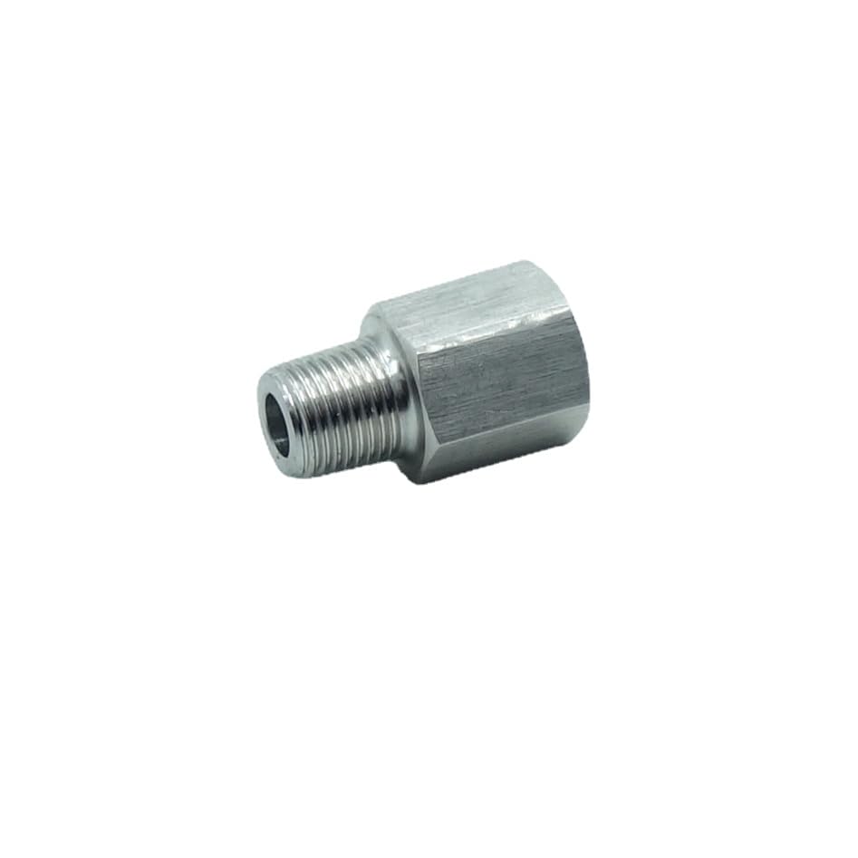 2 Pcs 1/8" NPT Pipe Male x M10 x 1 Female Metric Gauge Sensor Adapter Stainless 304