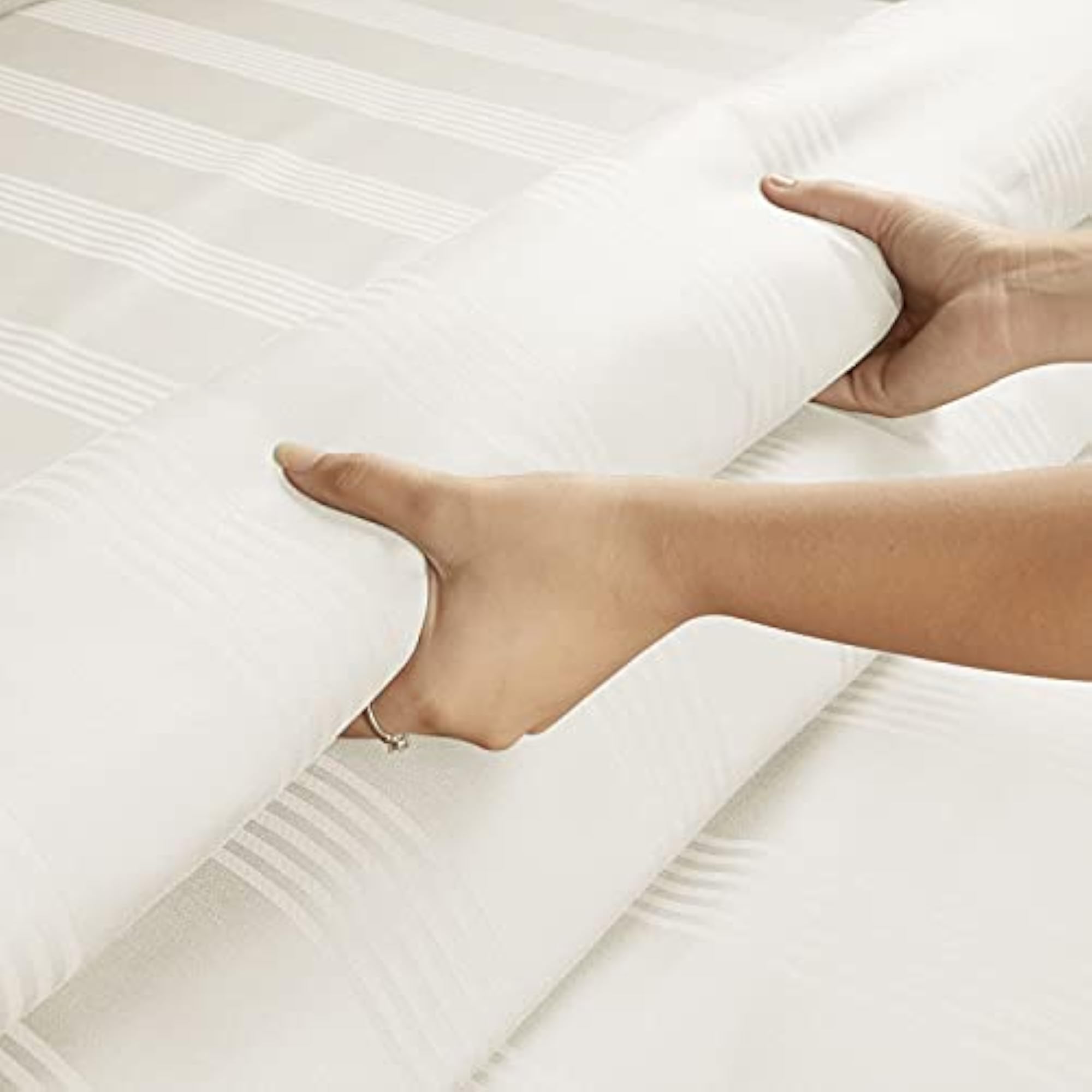 Cotton Striped Design Duvet Cover, Single Size