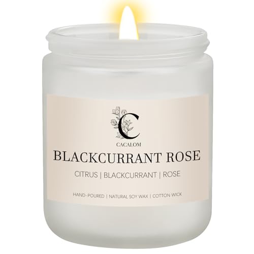 Velas perfumadas de rosa de grosella negra, velas de larga duración para el hogar, velas de cera de soja para aliviar el estrés, 7 onzas