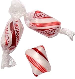 Peppermint Red & White Cylinder Shaped Mint Candy Twists - 5 Pounds-Individually Wrapped