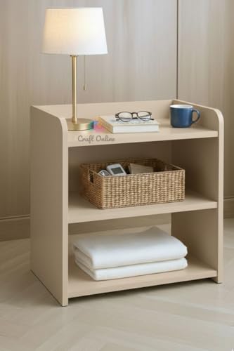 Image of CraftOnline Living Room Nightstand, Decorative End Table for Living Room Bedroom, Bedside Table (Beige)