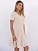 ANRABESS Womens Summer Dresses Casual Short Sleeve Ribbed Knit V Neck Swing A-Line 2026 Spring Vacation Tunics Short Dress Light Khaki Small