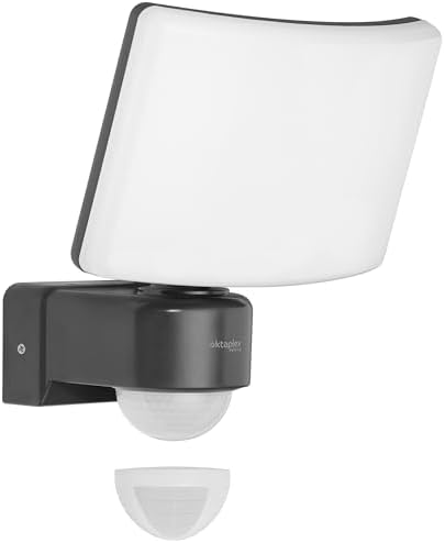 Sensor Ajustable 9m Alcance Lámpara De Pared Exterior Oktaplex Plato Con Sensor De Movimiento - 10.5W, 3000K, 1010LM, IP65, Antracita Lámpara Oktaplex Platón Antracita