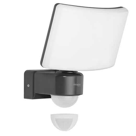 Oktaplex Lighting LED-strålkastare med rörelsedetektor utomhus Cali Motion 30 W | vägg utomhusstrålkastare IP65 antracit 3 000 K varm vit med master funktion