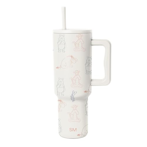 Image of Simple Modern Disney 40 oz Trek Tumbler with Handle and Straw Lid | Cup Holder Friendly Insulated Stainless Steel Travel Mug | Winnie the Pooh Doodles