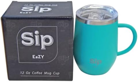 Miniatura 6 de Taza aislada de acero inoxidable 188 de doble pared negra, asa y tapa, 12 onzas, bebidas calientes hasta 6 horas frías hasta 24 horas, café, té,