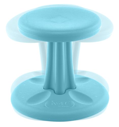 Image of Kore Preschool Wobble Stool, Flexible Seating, Ages 4-5, 12in, Pale Blue | Wiggle chair for classroom and home boosts focus, improves posture, and provides an energy outlet; anti-tip base; Made in USA