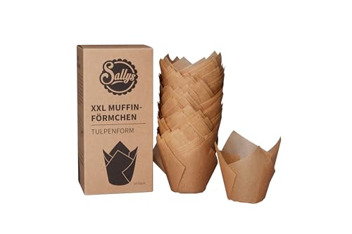 Sallys Lot de 60 caissettes à muffins XXL en forme de tulipe - Papier séparateur marron non blanchi