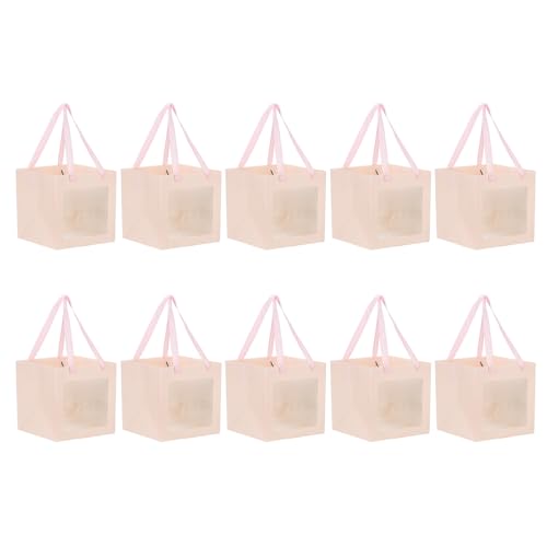 Sacs cadeau demoiselle d'honneur rose kraft carré lot de 10