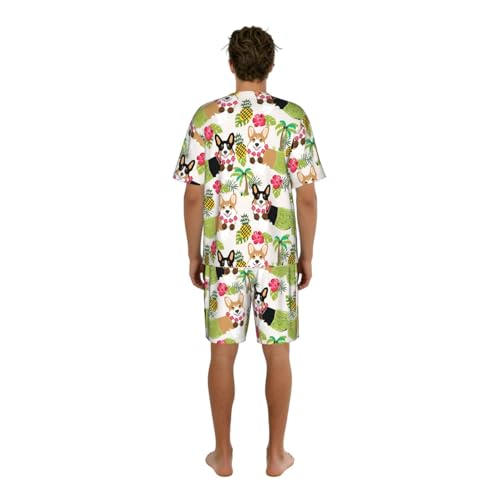 Pijama de dos piezas para hombre ideal para noches de verano de estilo hawaiano 2