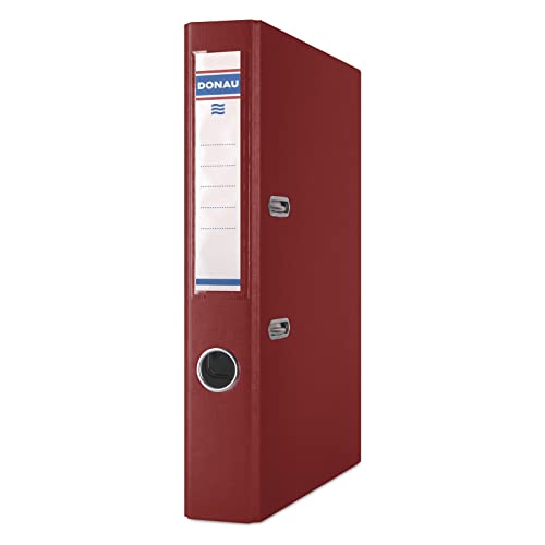 DONAU Ordner DIN A4 / Schmal/Weinrote / 50 mm - 5 cm/Karton mit Kunststoffeinband/Schlitzordner Büroordner Aktenordner/Metallgefasstes Griffloch Hebelmechanik Einsteckrückenschild