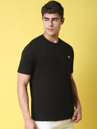 Image of Pinkmint Men's Cotton Blend T-Shirt ll Soild Round Neck T-Shirt ll Stylish Half Sleeve T-Shirt's (Pack of 1)