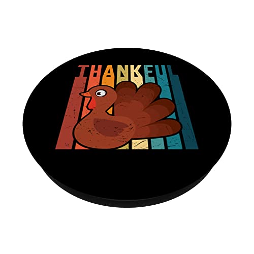 Retro Thankful Turkey Day Thanksgiving Family Kids Matching PopSockets Swappable PopGrip, Black - Image 2