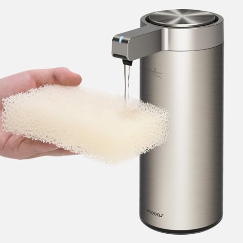 Image of mooas Automatic Liquid Soap Dispenser Stainless Steel Touchless Hand Soap Dispenser with 3 Adjustable Levels Waterproof IPX5 Motion Sensor Dish Soap Dispenser for Kitchen Bathroom AA Battery powered