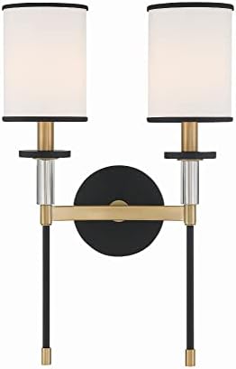 Crystorama Hatfield 2 Light Black Forged + Vibrant Gold Sconce