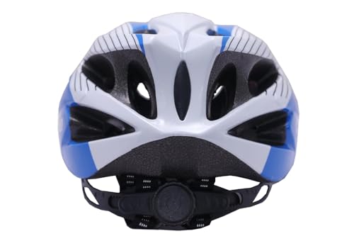 Image of JJ Jonex Adjustable Cycling & Skating Helmet with Detachable Visor | Light Weight | Adjustable Strap with Comfortable Chin Padding | Ideal for Men, Women & Kids (Blue-White, Large)