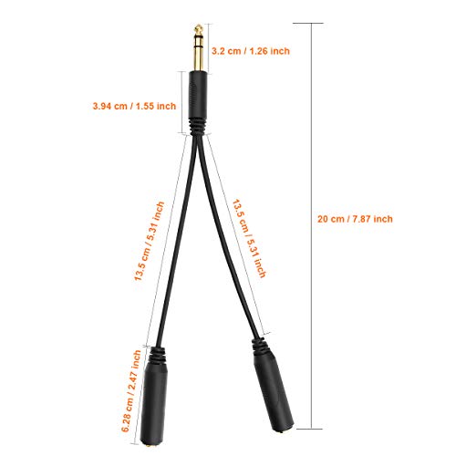 TISINO 6.35mm (1/4 inch) Jack Splitter Cable, 20cm (8 inches), Headphone Splitter Cable, Splitter, Stereo Male to Dual Stereo Female Jack, Compatible with Headphone, Amplifier, Karaoke by Tisino - Image 5