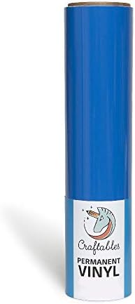 Craftables Blue Vinyl Roll - Permanent, Adhesive, Glossy & Waterproof | 12" x 10' | for Crafts, Cricut, Silhouette, Expressions, Cameo, Decal, Signs, Stickers