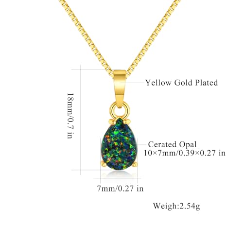 CiNily Opal Pendant Necklace for Women Multi-colored Teardrop Birthstone Necklaces 14K Rose Gold/Gold Plated Dainty Simple Gold Chian Necklace, Birthday Anniversary Wedding Gifts 7x10mm3