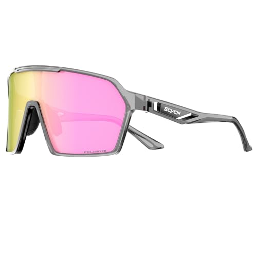 SCVCN Polarized Sports Sunglasses UV Protection for Women Men Cycling Glasses MTB Riding Goggles Bicycle Mountain Bike Glasses Baseball Running Fishing Triathlon Golf Driving Pink - image 1