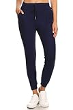 LA12ST Jogger Pants for Women Womens Sweatpants Drawstring Pockets Soft Workout Yoga Lightweight Lounge Pants Navy