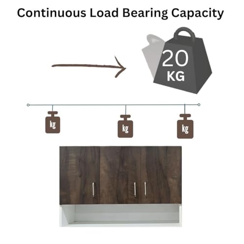 Image of Multipurpose Storage Cabinet & Adjustable Shelf Space Organizer Engineered Wood Termites Resistance Wall Mounted for Office, Kitchen, Bedroom (Cochwood Brown & Highland Pine, Door 3)