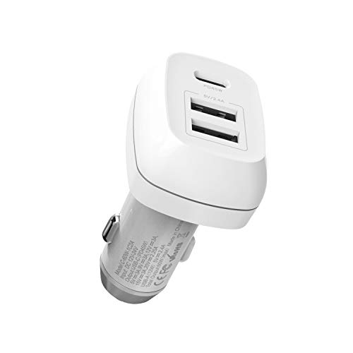 Zoravson 車用充電器 60W ミニサイズ トリプルポート USB-C 45W & USB-A12W 2個 iPhone 12/XR/Xs/Max/X/8/7/Plus iPad Pro/Air 2/Mini Galaxy Android Phone