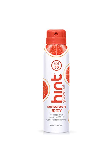Hint Sunscreen, SPF 30, 3 fl Oz, Oxybenzone Free, Paraben Free (Grapefruit), Broad Spectrum SPF 30 Compressed Air Spray-On Sunscreen, Water Resistant, Grapefruit Scented