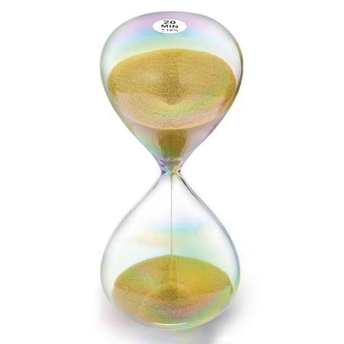 SuLiao Reloj de arena dorado, 20 minutos, cristal de colores, hora de arena para niños, aula y hogar, escritorio y decoración de oficina