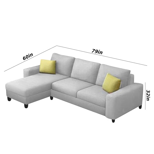 Image of GRAPEWOOD Orland 4 Seater LHS L Shape Sofa Set for Living Room | Color - Grey | Premium Fabric Sofa