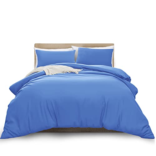 MOONLIGHT20015 Super King Duvet Cover Set Light Blue Solid Soft Super King Bedding Duvet Cover with 2 Matching Pillowcases