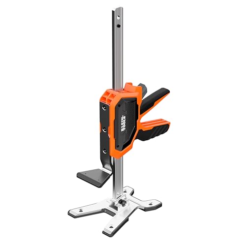 Klein Tools 77000 Heavy-Duty Construction Jack 350-Pound Capacity 10-Inch Lift Range Drywall Lift Tool Hands-Free Lifting Clamping Capable Non-Marring Foot Pads