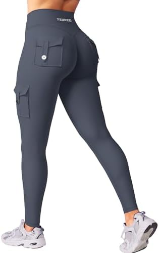 YEOREO CoreFlex Sport Legging Damen Mit Taschen Invisible Scrunch Legging | High Waist, Boom Booty, Seamless, Push Up, Blickdicht, Butt Lifting, Gym, Yoga Pants