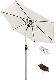 SFJ-CA 7.5 FT Umbrella Outdoor Patio Table Sunbrella, Tilt Adjustment, Crank lifting, UV-Protective, Water-Proof Unbrella, with 1.5’’ Rod and 6 Ribs- White