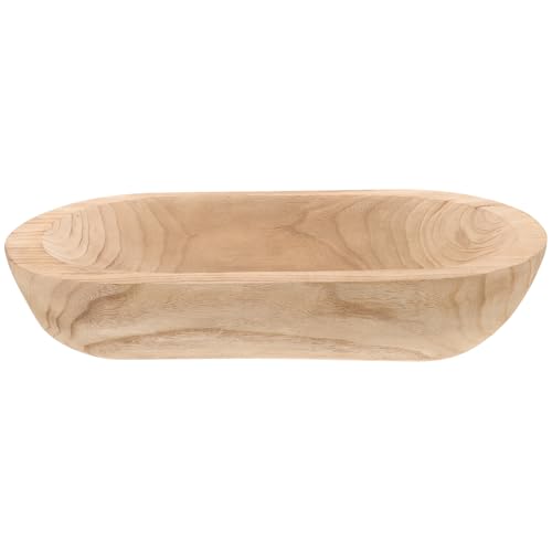 TOVINANNA Cuenco Decorativo de Madera Natural Rústico para Servir y Amasar Cuenco de Madera para Pan Centro de Mesa Adecuado para Decoración del Hogar Original
