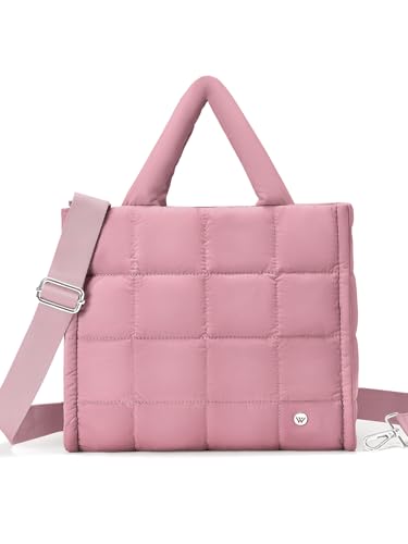 Image of WESTBRONCO Puffer Crossbody Bags for Women Quilted Tote Bag Puffy Weekender Overnight Bag Nylon Shoulder Handbag