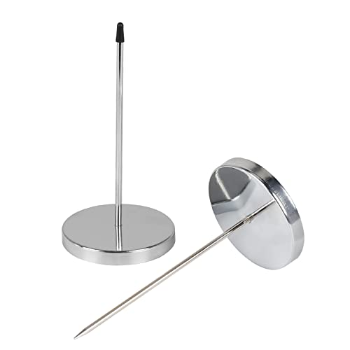 GGISUI 2 Piezas Pinchos para notas 14cm acero inoxidable Tenedor Sostenedor con Fondo Redondo para Factura Recibo Nota Papel Contador Escritorio Tickets Recibos Cover