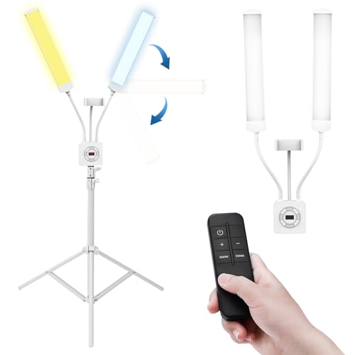 Esthetician Light 3200K-5600K Dual Arm Floor Lash Lamp with Remote Control 40W Tattoo Light with Tripod Stand and Phone Holder for Beauticians, Makeup Artists, Photographers, Live Streamers
