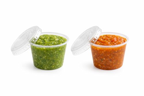 Image of 1 oz Clear Plastic Souffle Cup, BPA Free Portion Cups With Lids, 100 Sets | Perfect for sauces, dressings, condiments, samples, snacks and portion control applications