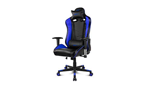 DRIFT Gaming Stuhl-DR85BL- Gaming Stuhl, Professional, Kunstleder, Armlehnen 2D, Kolben Klasse 4, verstellbare höhe, neigbare rückenlehne, lendenkissen, nackenkissen, Schwarz/blau Cover