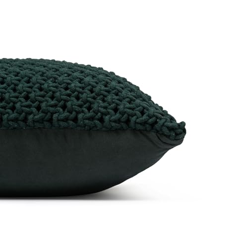 Image of Wakefit Designer Cushion Cover | 16x16 inch | Boho Macrame | Cotton Fabric on Front & Back | Hush | Pack of 1 | Dark Green