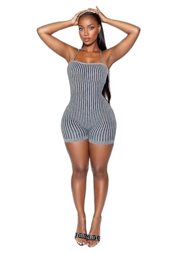 Amazon.com: Ecirod Womens Tie Back One Piece Short Stripe Knit